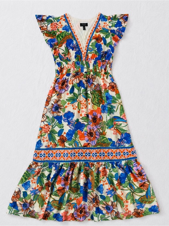 Adrianna Papell Dresses & Skirts - adrianna papell white floral v-neck smocked waist top
